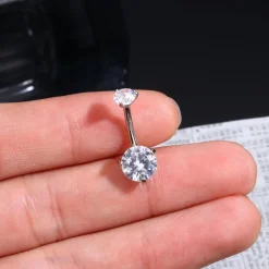 Finrezio 925 Sterling Silber Bauchnabelringe mit Österreich Kristallen, 14G