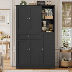 FirFurd Küchenschrank mit Gewürzregal, 5 Türen, 1 Schublade, Hochschrank für