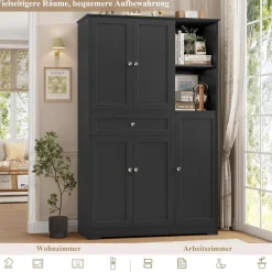 FirFurd Küchenschrank mit Gewürzregal, 5 Türen, 1 Schublade, Hochschrank für