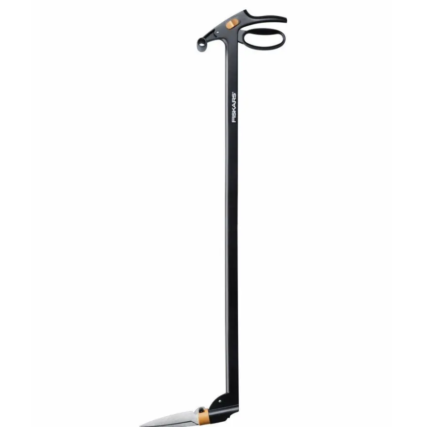 Fiskars Rasenkantenschere Servo-System GS46, Grasschere (schwarz, mit Stiel)