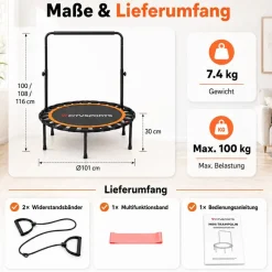 Fitness Trampolin Ø101CM , it Haltegriff für Erwachsene, faltbares Mini Trampolin