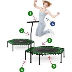 Fitness-Trampolin mit Haltegriff 127 cm Neo-Sport - sechseckig grün