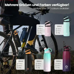 Fjbottle Edelstahl Trinkflasche Sport 400ml mit magnetischem Deckel, BPA-frei