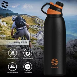 Fjbottle Edelstahl Trinkflasche Sport mit Magnetischem Deckel, 1500ml - Ideal
