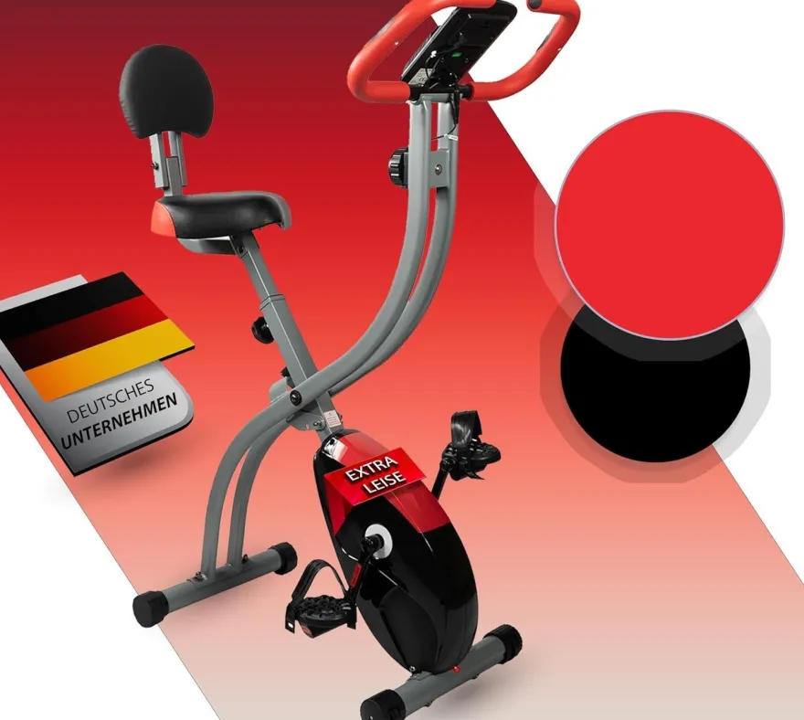 Fjoerdesports Senioren Heimtrainer, faltbarer Fahrradtrainer, Schwarz-Rot
