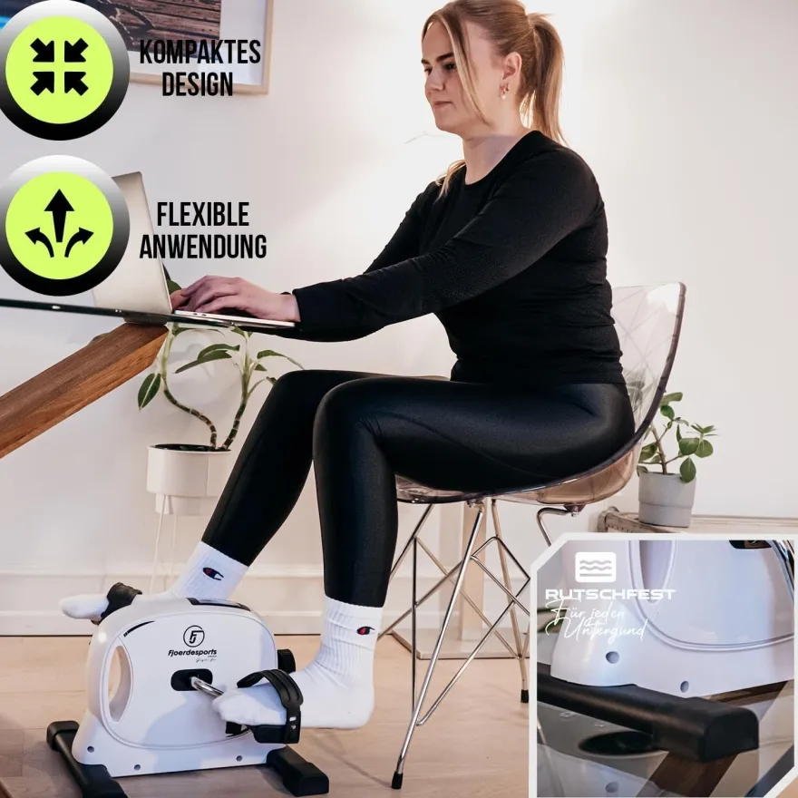 Fjordesports Pedaltrainer, Arm- & Beintrainer für zu Hause, leiser Mini-Heimtrainer