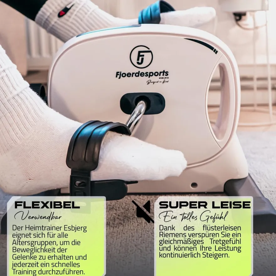 Fjordesports Pedaltrainer, Arm- & Beintrainer für zu Hause, leiser Mini-Heimtrainer