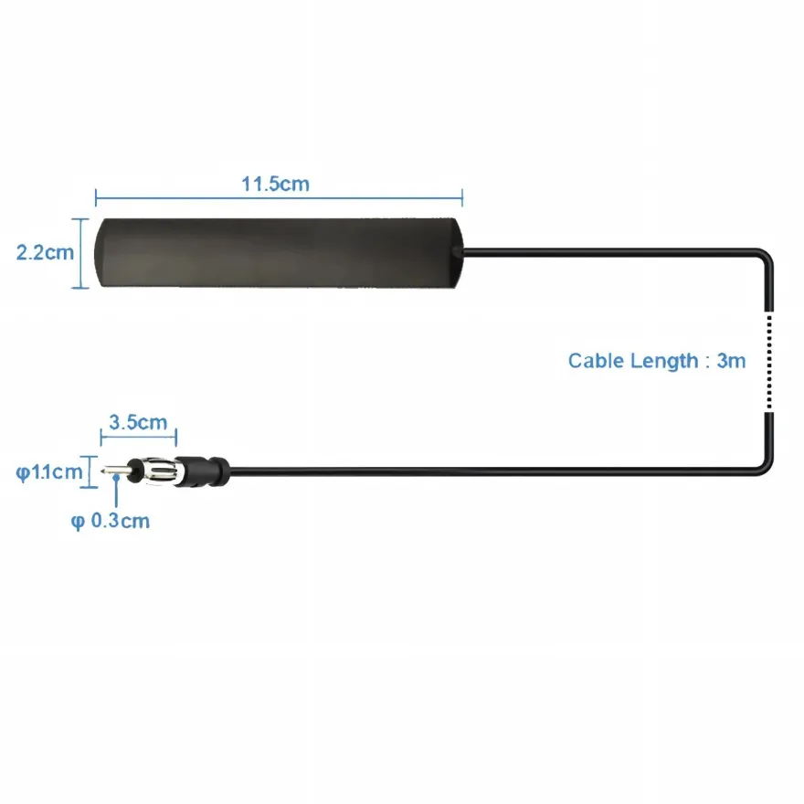 F72 Kfz Auto Radioantenne FM Antenne, Patch für Windschutzscheibe, 3m Kabel