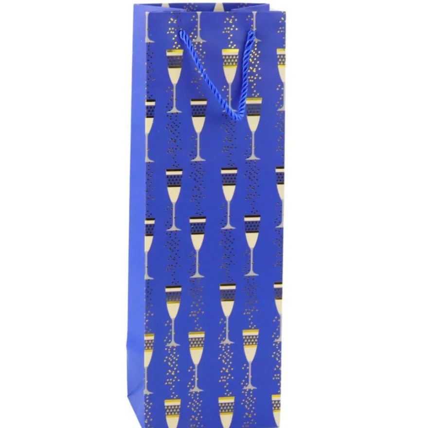 Flaschen-Geschenktüte Gläser-Motiv 36 x 12 x 10 cm