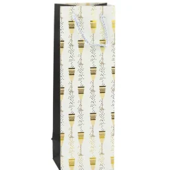 Flaschen-Geschenktüte Gläser-Motiv 36 x 12 x 10 cm