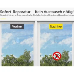 Fliegengitter Reparatur Klebeband Set 2m - Stark Selbstklebend Glasfaser für