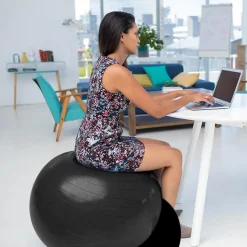 flintronic Gymnastikball 55cm Schwarz mit Fußpumpe - Anti-Burst, Yoga, Pilates
