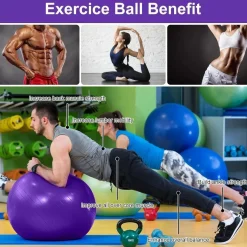 flintronic Gymnastikball 55cm Violett mit Fußpumpe - Anti-Burst, Yoga, Pilates