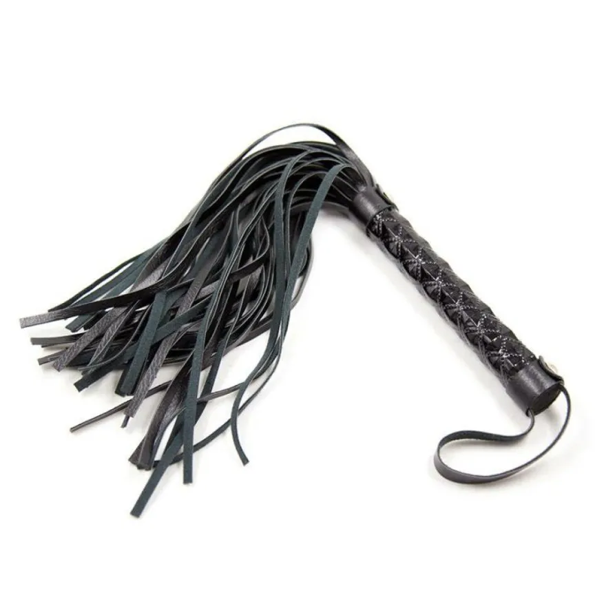 Flogger Diamond Pattern mit Metallbeschlägen 39 cm Schwarz