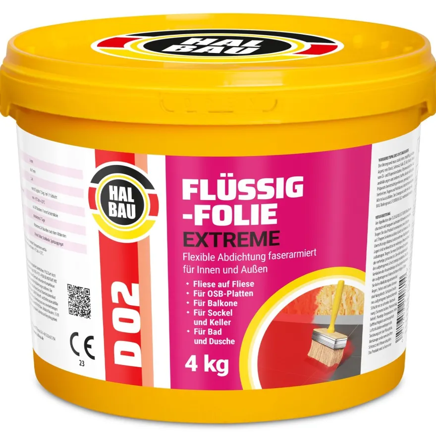 Flüssigfolie Außen 4-100Kg Wasserdicht Abdichtfolie Dichtmasse Dusche Balkon Bad D02