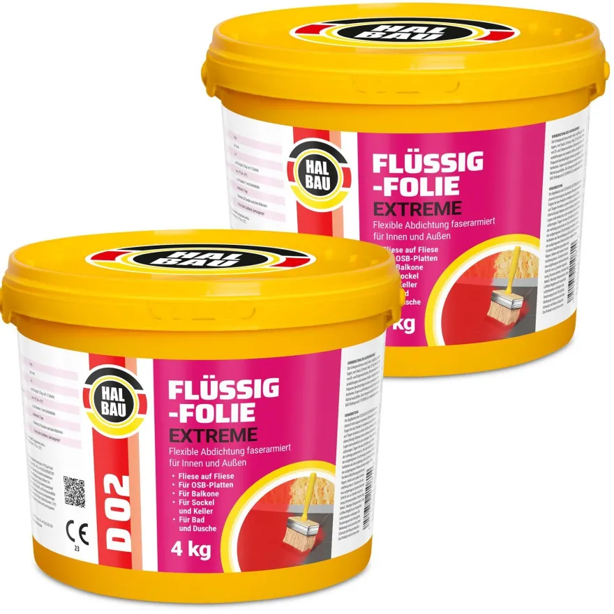Flüssigfolie Außen 4-100Kg Wasserdicht Abdichtfolie Dichtmasse Dusche Balkon Bad D02