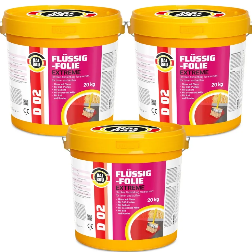 Flüssigfolie Außen 4-100Kg Wasserdicht Abdichtfolie Dichtmasse Dusche Balkon Bad D02