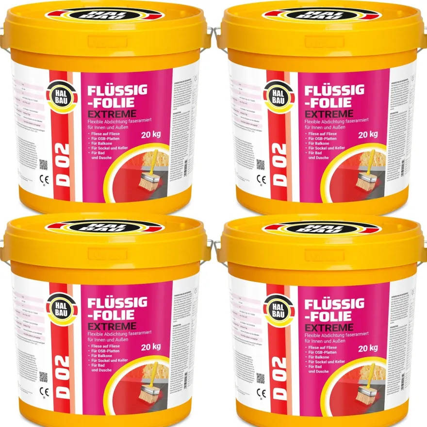 Flüssigfolie Außen 4-100Kg Wasserdicht Abdichtfolie Dichtmasse Dusche Balkon Bad D02