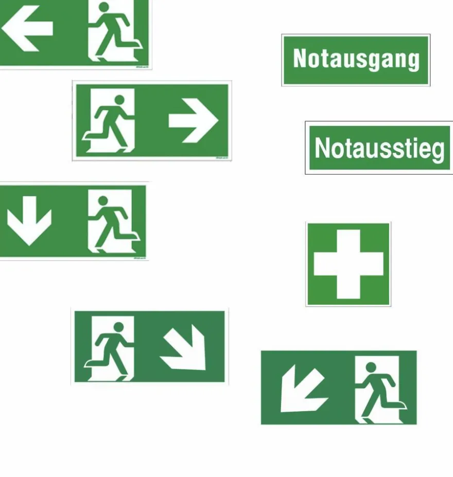 Fluchtweg Notausgang Schild Aufkleber nachleuchtend - selbstklebend - ASR A1.3