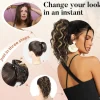 Flufymooz Pferdeschwanz Haarverlängerung, 31cm kurz, gewellt, mit Kinnclip