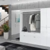 Flur Garderobe Set Garderobenschrank Schuhschrank weiß Hochglanz Spiegel SystemX