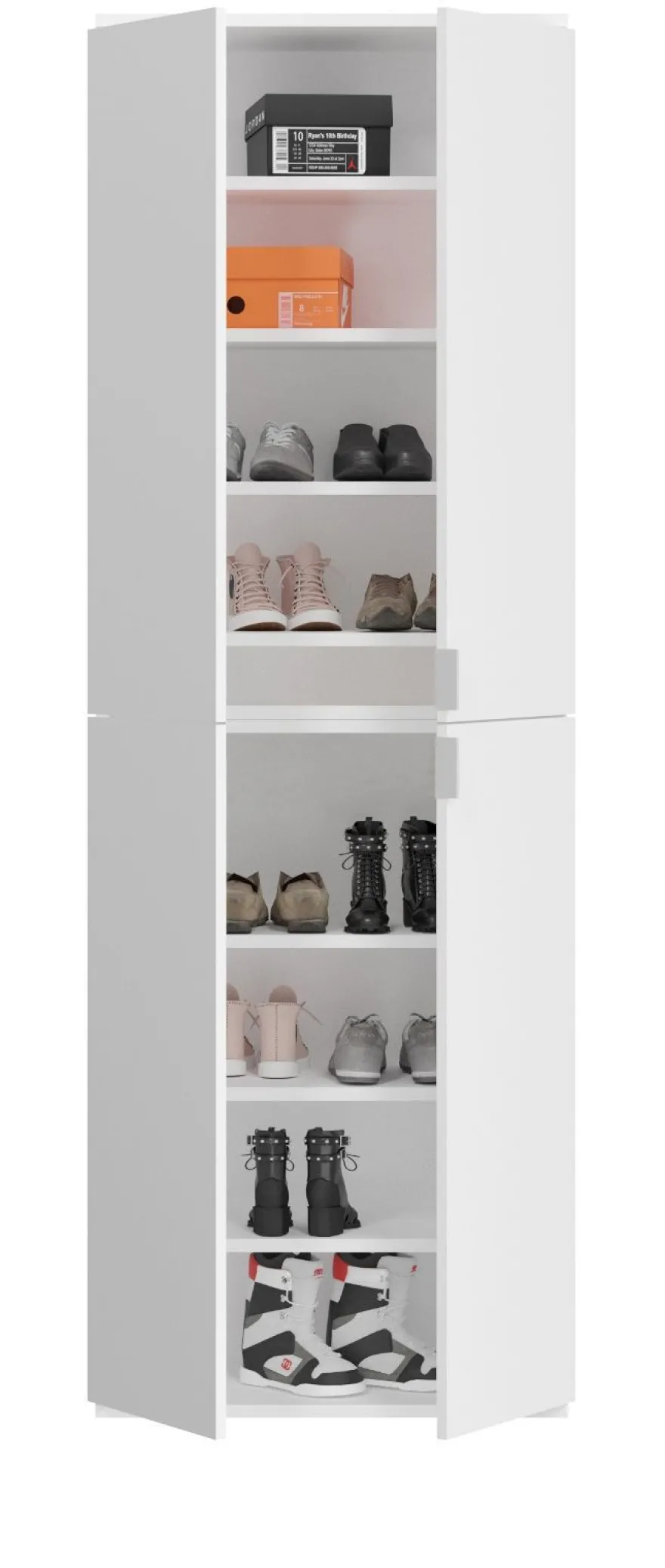 Flur Garderobe Set Garderobenschrank Schuhschrank weiß Hochglanz Spiegel SystemX