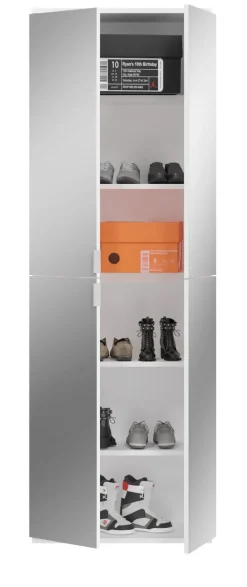 Flur Garderobe Set Garderobenschrank Schuhschrank weiß Hochglanz Spiegel SystemX