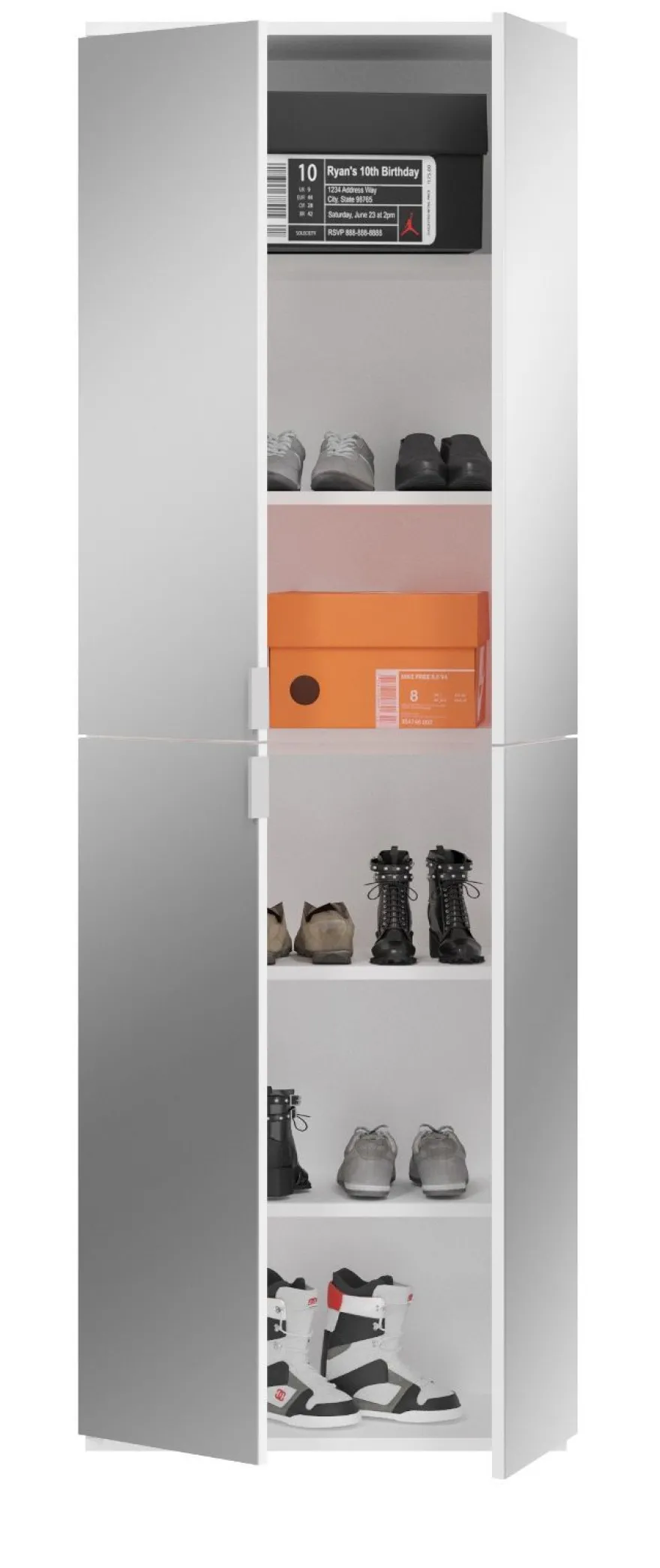 Flur Garderobe Set Garderobenschrank Schuhschrank weiß Hochglanz Spiegel SystemX