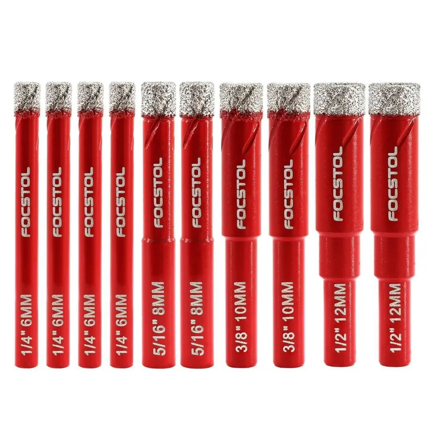 Focstol Diamant Fliesenbohrer Set (10 Stück) - Ø 6-12mm, Rundschaft