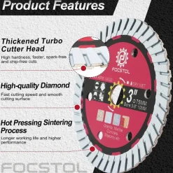 Focstol Diamant Trennscheibe 75mm x 10mm - 3 Stück Diamant Sägeblatt für