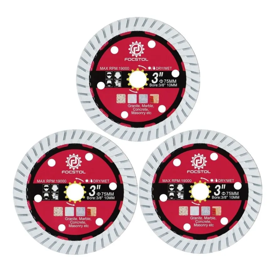 Focstol Diamant Trennscheibe 75mm x 10mm - 3 Stück Diamant Sägeblatt für