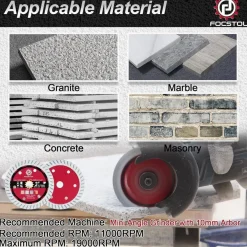 Focstol Diamant Trennscheibe 75mm x 10mm - 3 Stück Diamant Sägeblatt für
