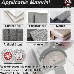 Focstol Diamant Trennscheibe 100mm - Für Porzellan, Keramik, Marmor, Granit