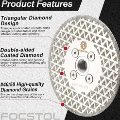 Focstol Diamant Trennscheibe 115mm M14 - Ideal für Granit, Marmor, Fliesen