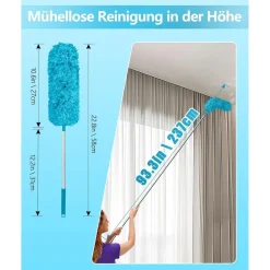 Fogray Staubwedel Teleskop Waschbar, Lang Ausziehbar mit Silikon Cap, für Hohe