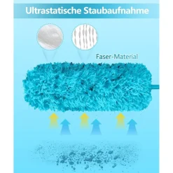 Fogray Staubwedel Teleskop Waschbar, Lang Ausziehbar mit Silikon Cap, für Hohe