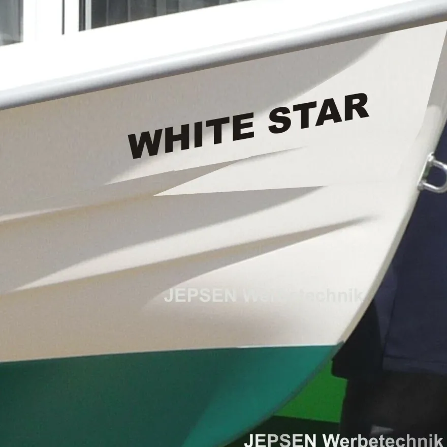 Folienschrift Aufkleber Boot Beschriftung 70cm länge Bootsaufkleber Wetterfest