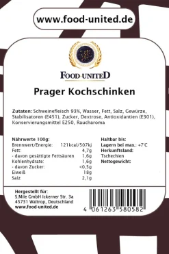 Food-United PRAGER-SCHINKEN 500g das Original Praga-Kochschinken geschnitten