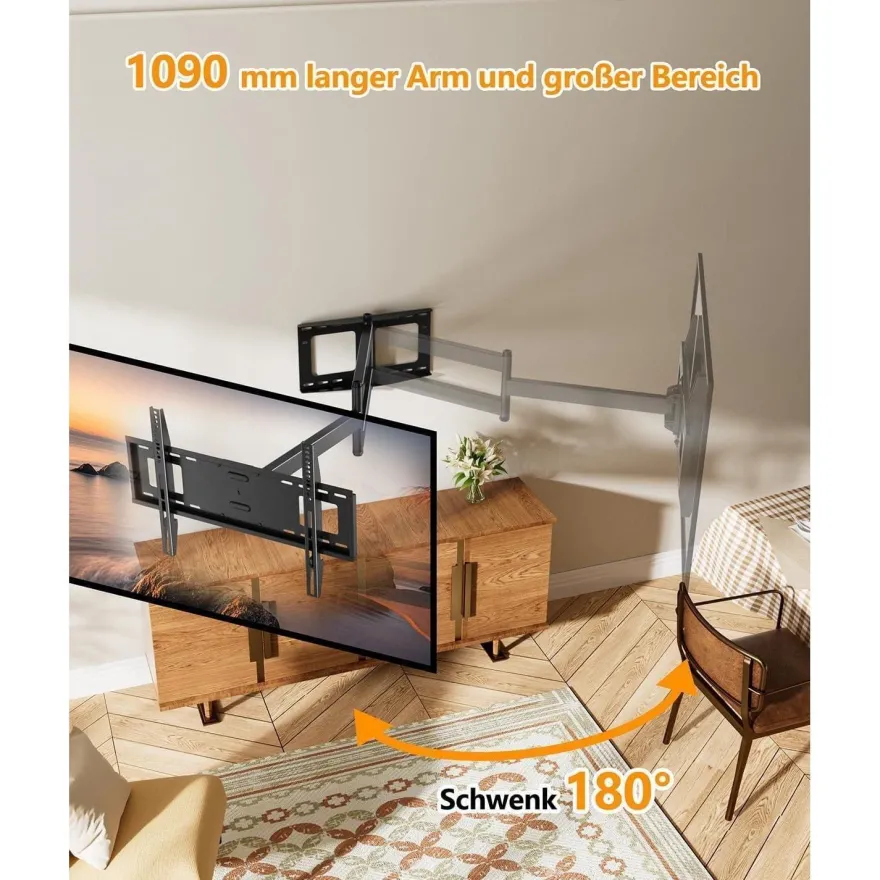Forging MOUNT TV Wandhalterung mit langem 1090mm Schwenkarm für 37-80 Zoll TVs