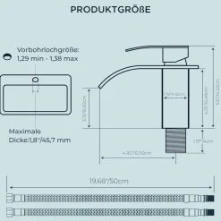 Forious Wasserhahn Bad, Wasserfall Waschtischarmatur Einhandmischer, Chrom