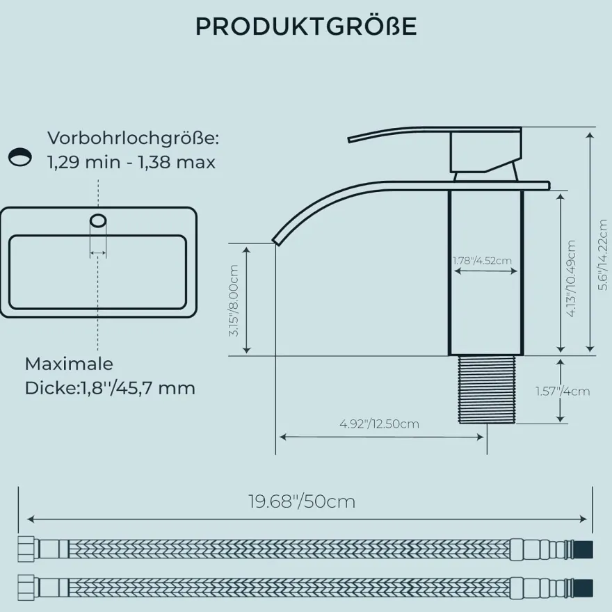 Forious Wasserhahn Bad, Wasserfall Waschtischarmatur Einhandmischer, Chrom