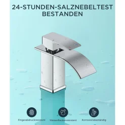 Forious Wasserhahn Bad, Wasserfall Waschtischarmatur Einhandmischer, Chrom