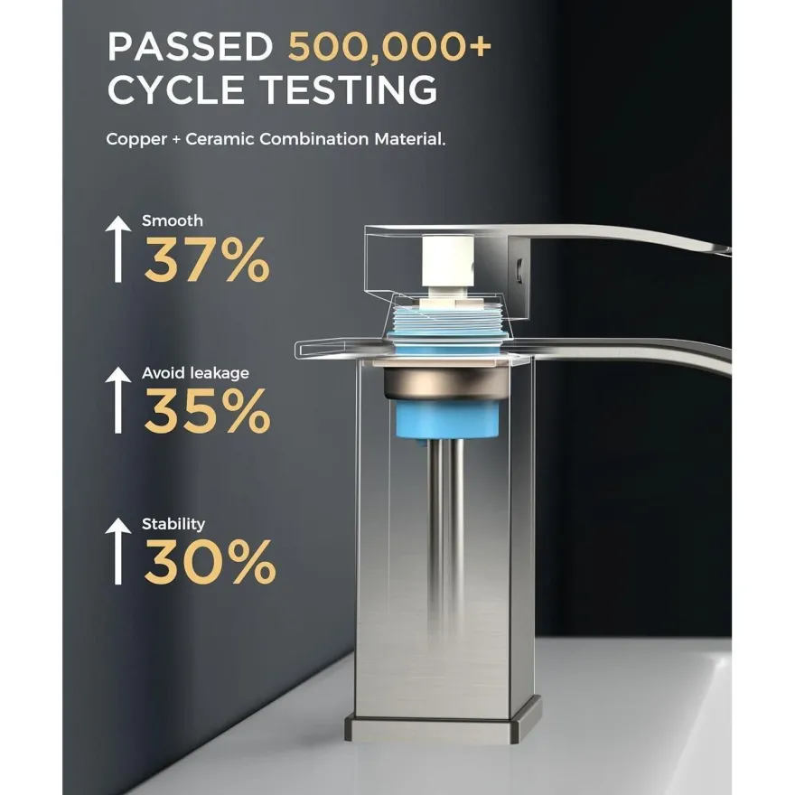 Forious Wasserhahn Bad, Wasserfall Waschtischarmatur Einhandmischer, Chrom