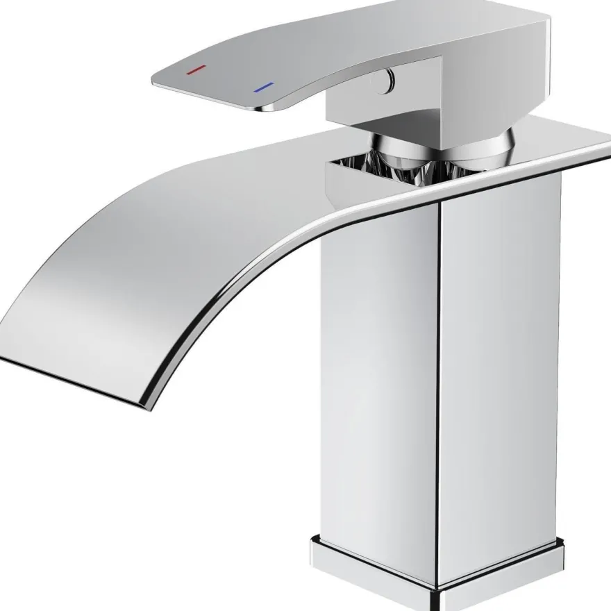 Forious Wasserhahn Bad, Wasserfall Waschtischarmatur Einhandmischer, Chrom