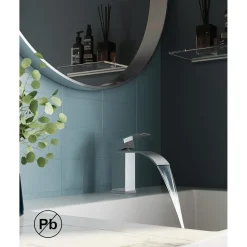 Forious Wasserhahn Bad, Wasserfall Waschtischarmatur Einhandmischer, Chrom