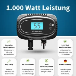 Fothermo 1000 W Solar Heizstab – PV Heizstab für Warmwasser mit Photovoltaik
