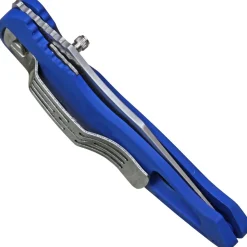 FoxOutdoor Einhandmesser Taschenmesser geschlitzter Griff blau Gürtelclip
