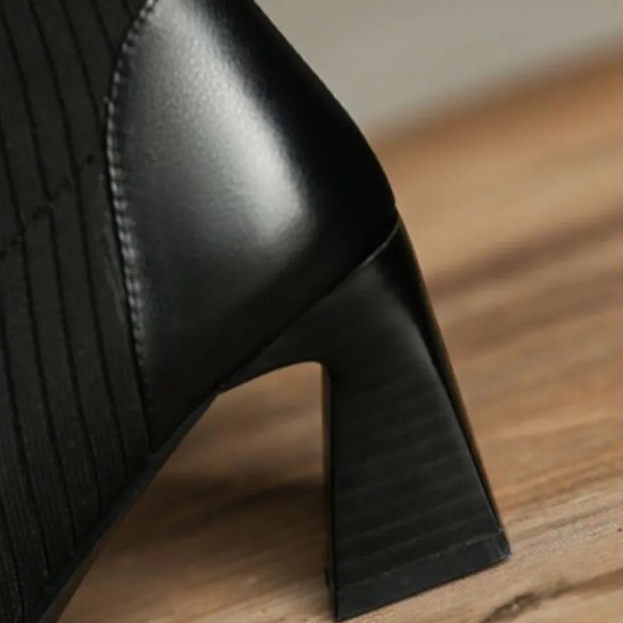 Frauen Knochelstiefel Quadratzehe Stiefel Damen Kleid Arbeiten Sockenstil Schuhe