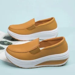 Frauen Ladung Schlupfen Lassige Schuhe Damen Pu Leder Arbeiten Plattform