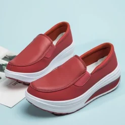 Frauen Ladung Schlupfen Lassige Schuhe Damen Pu Leder Arbeiten Plattform